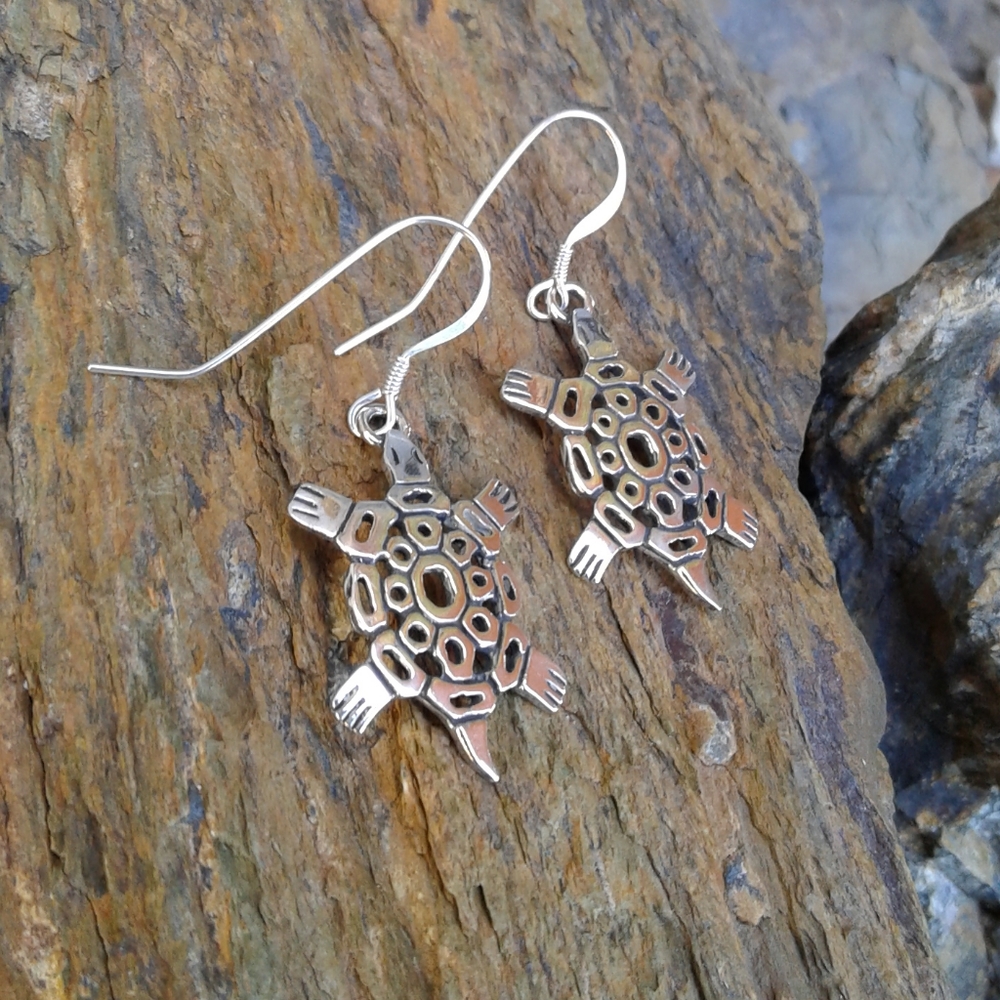 Sterling Silver Turtle Earrings - image 6
